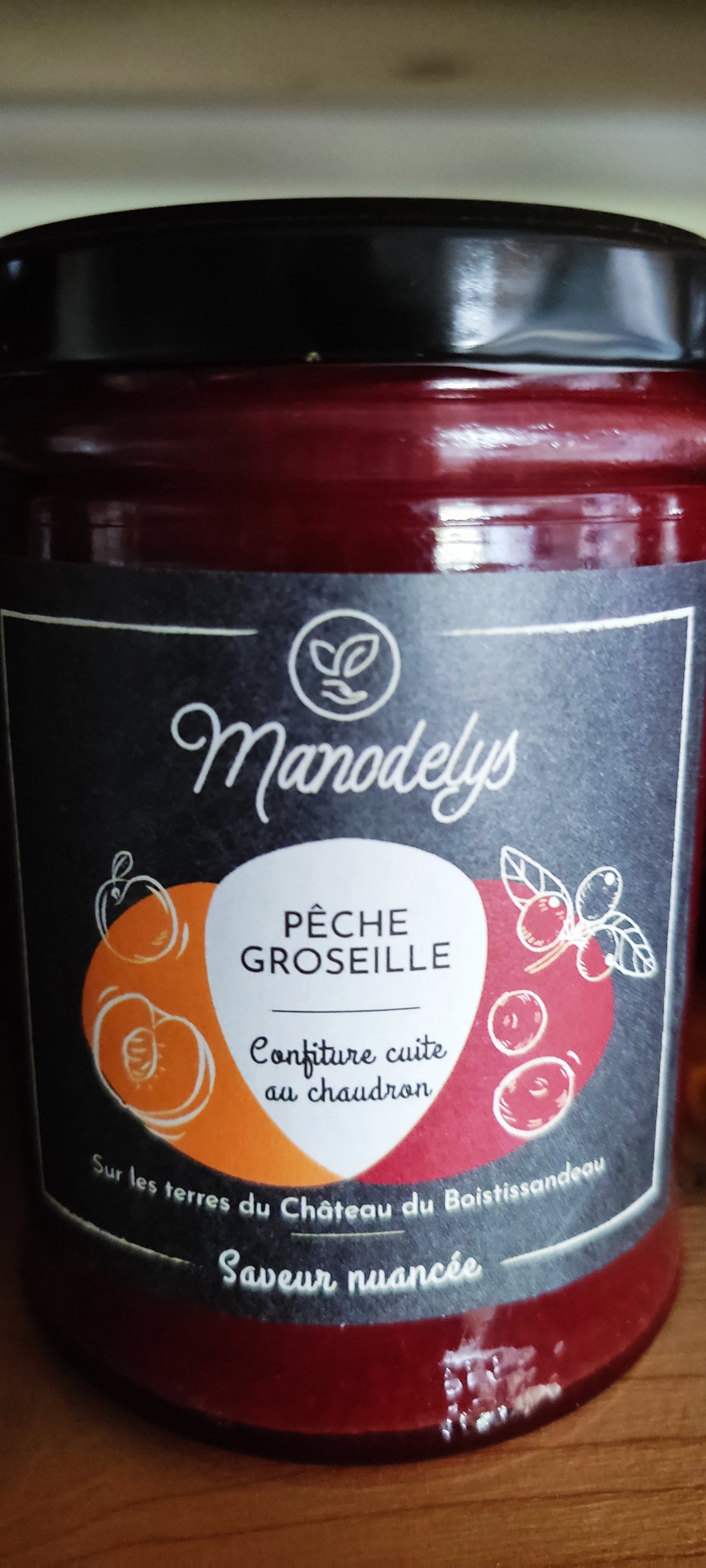 Confiture pêche groseille - 230 g - Les jardins du Bois-Tissandeau