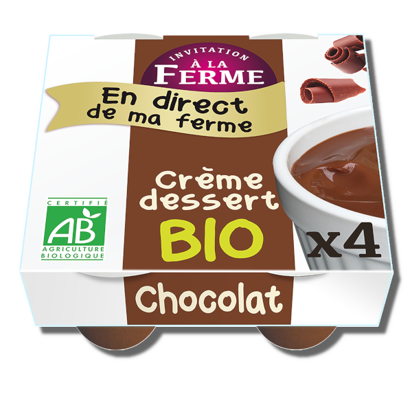 Crème dessert bio au chocolat (cacao certifié équitable) - 4 x 100 g