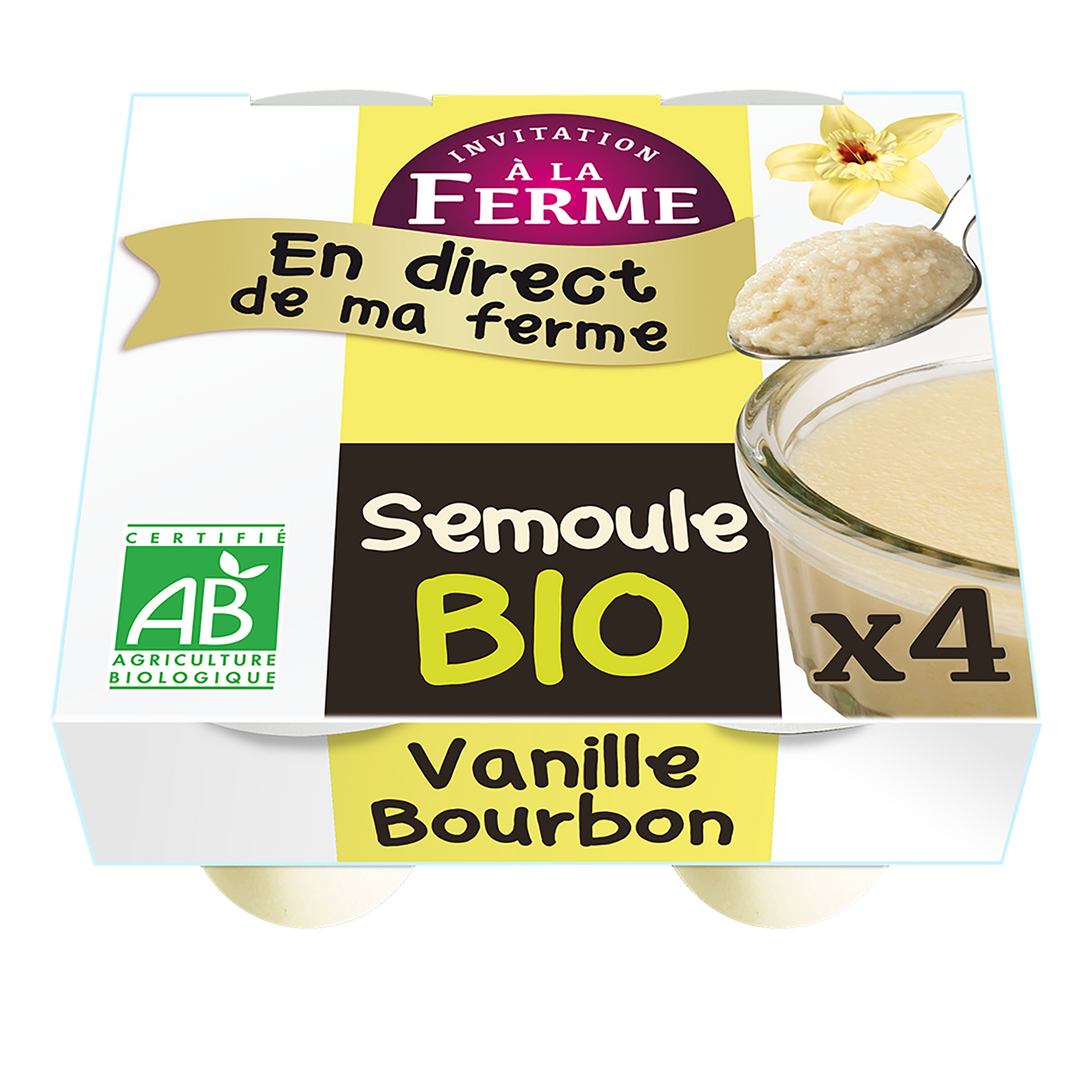 Semoule bio à l'extrait de vanille Bourbon - 4 x 100 g