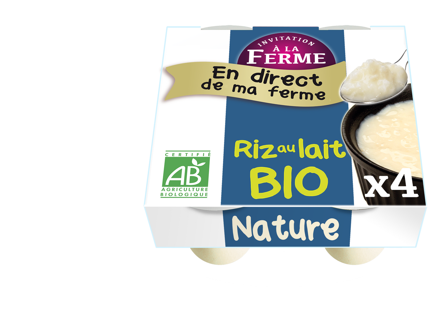 Riz au lait bio nature, au riz de Camargue - 4 x 125 g