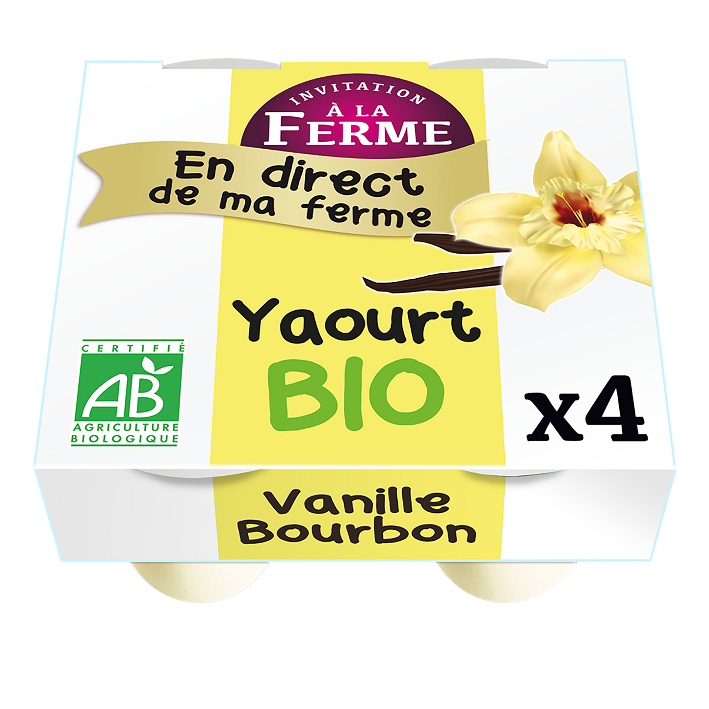 Yaourt bio à l'extrait de vanille de bourbon - 4 x 125 g