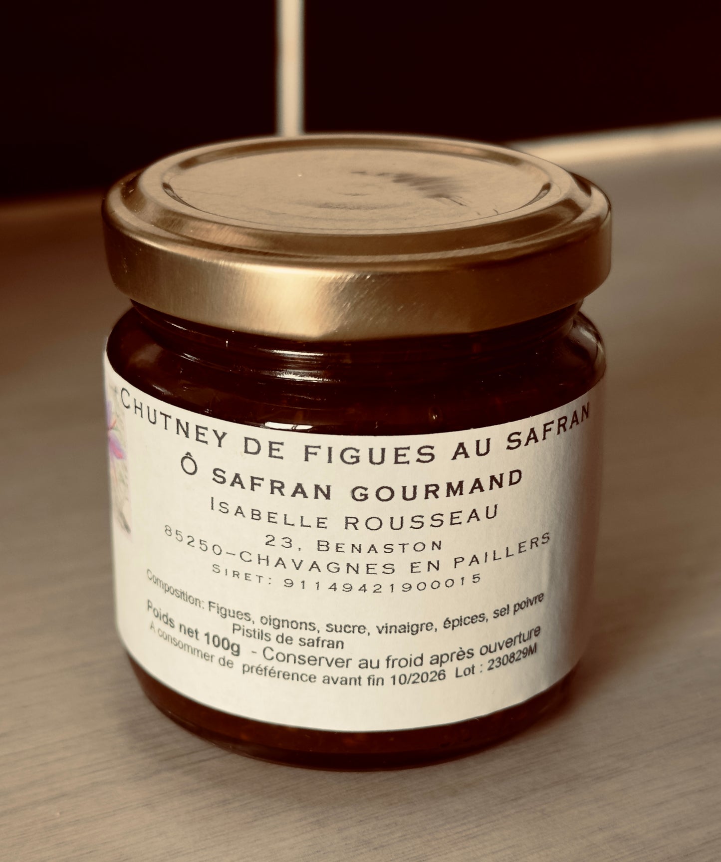 Chutney de figues / Confiture de figues au safran bio - 100 g