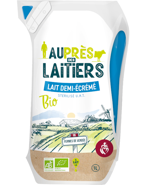 Lait 1/2 écrémé bio - Poche de 1 litre