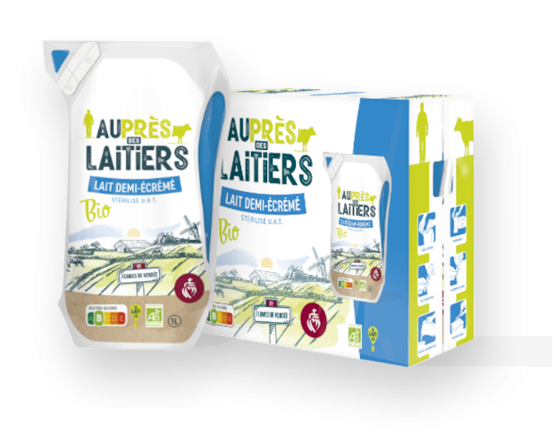 Lait 1/2 écrémé - Pack de 6 poches de 1 litre