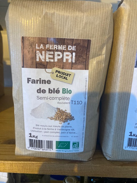 Farine de blé T110 Bio (semi-complète) - Sachet de 1 kg