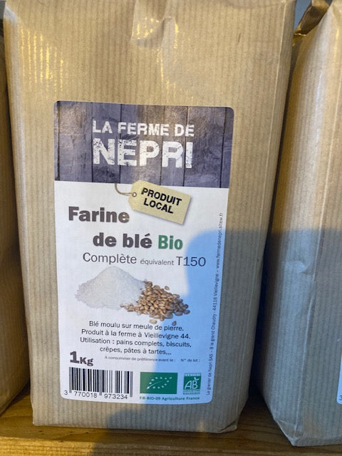 Farine de blé bio T150 (complète) - Sachet de 1 kg