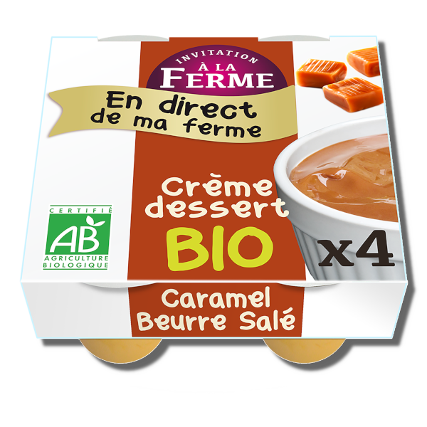 Crème dessert bio au caramel beurre salé - 4 x 100 g