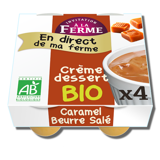 Crème dessert bio au caramel beurre salé - 4 x 100 g