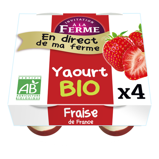 Yaourt bio à la fraise de France - 4 x 125 g