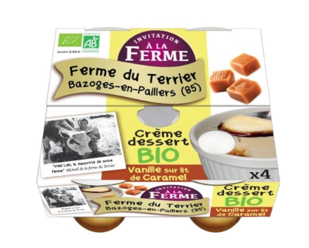 Crème dessert Bio Vanille sur lit de caramel 4 x 100 g