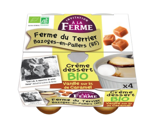 Crème dessert Bio Vanille sur lit de caramel 4 x 100 g