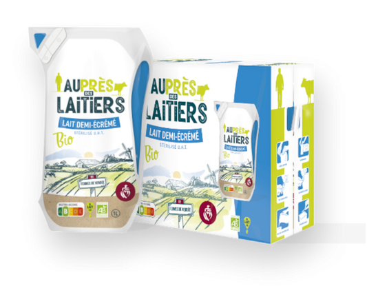 Lait 1/2 écrémé - Pack de 6 poches de 1 litre